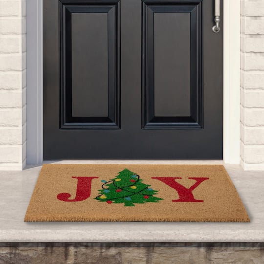 Natural Coir "Joy" Christmas Tree Doormat By Northlight in Brown | 18" x 30" x 0.75" | Michaels®